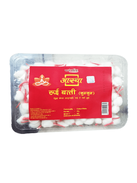 Patanjali Aastha Cotton Wicks Kumkum, 200 Pcs