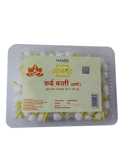 Patanjali Aastha Cotton Wicks Turmeric, 200 Pcs