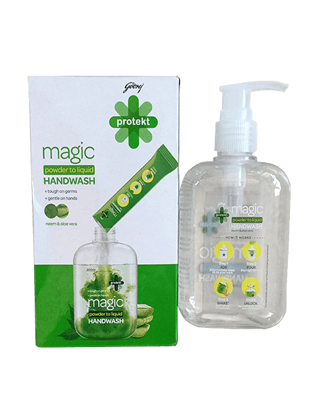 Godrej Protekt Magic Powder To Liquid Handwash Empty Bottle+Refill, 9 Gm